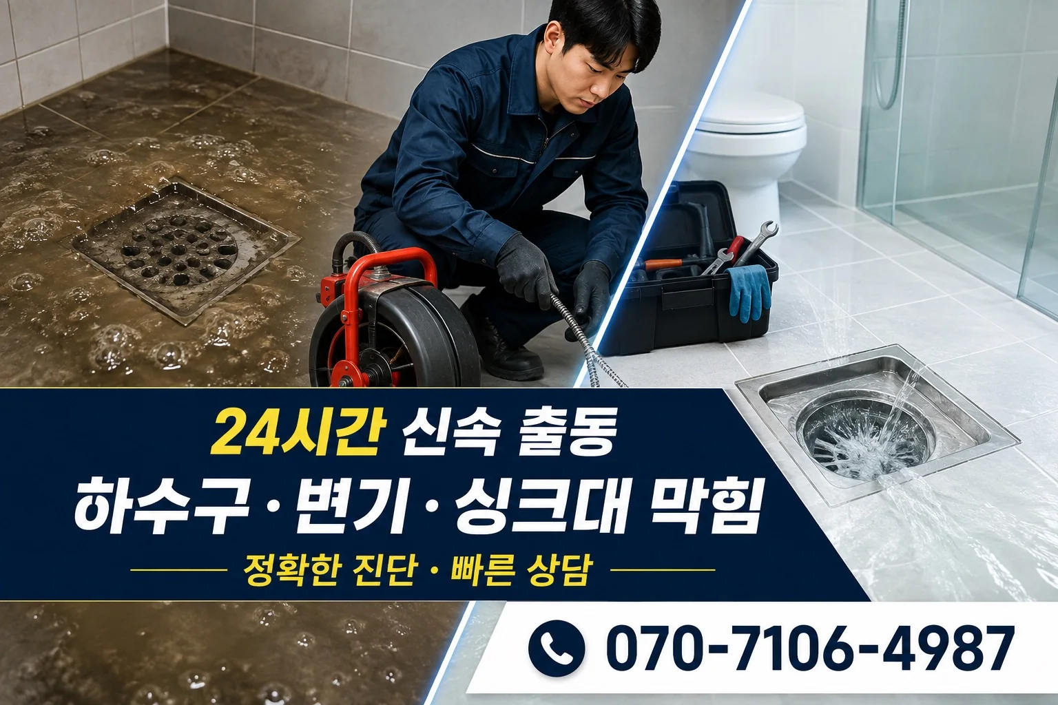 온솔배관 욕실 배수 전후 점검 서비스 안내